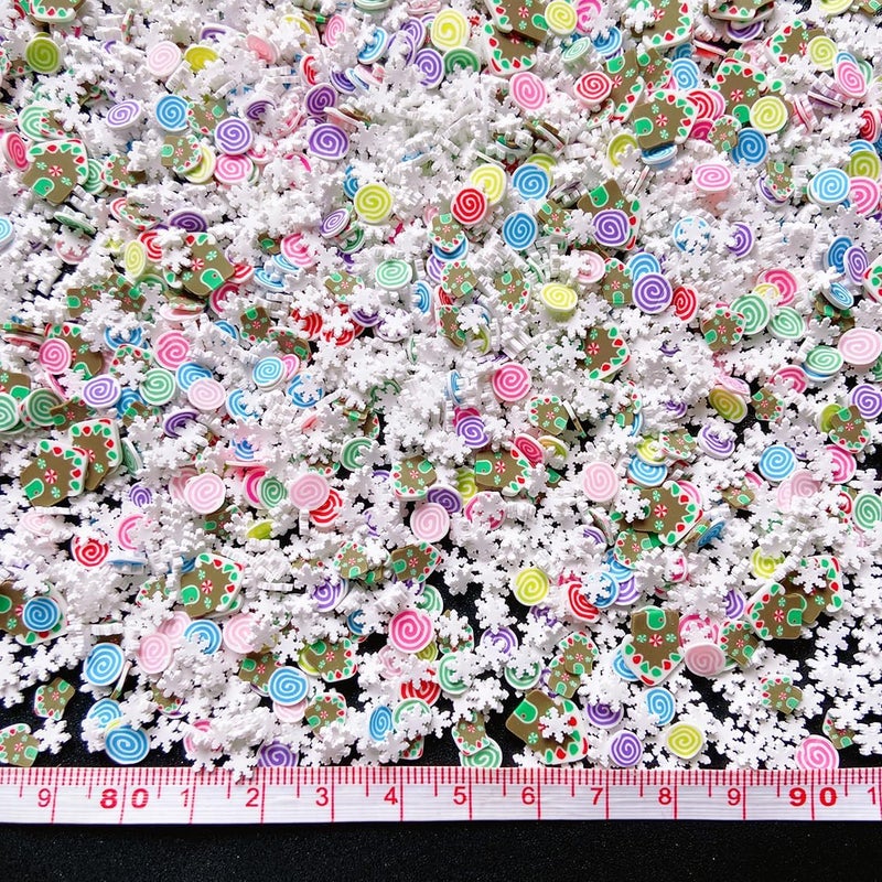 EHOPE Fake Sprinkles Fake Christmas Sprinkles Fake Candy Sprinkles Clay Sprinkles Polymer Sprinkles Polymer Clay Slices for Nail Art DIY Crafts Cake Phone(40g-Christmas House+Cake-42) - Image 4